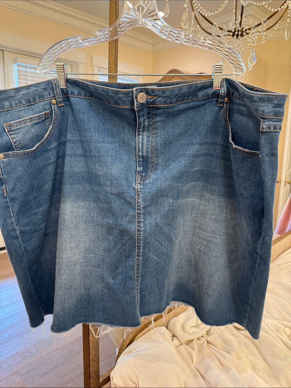 Women’s Plus-size Blue Denim Jeans Skirt - Classic Washed Indigo Eloquii